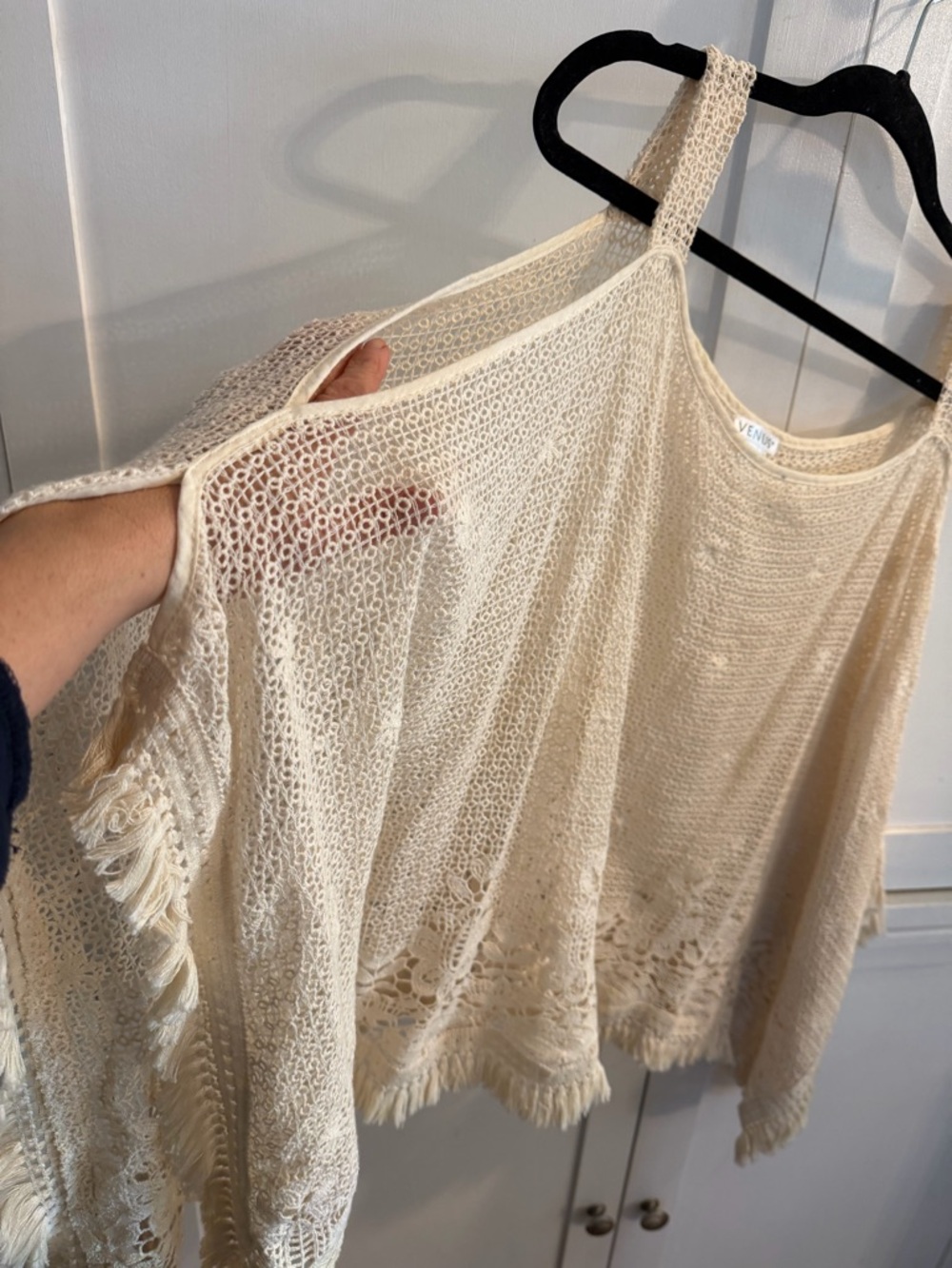VENUS Cream Crochet Fringe Tank - Picture 2 of 5